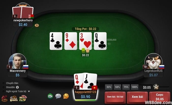 Giao diện game poker tại RS8