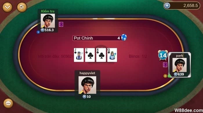 Giao diện game poker texas hold'em tại RS8